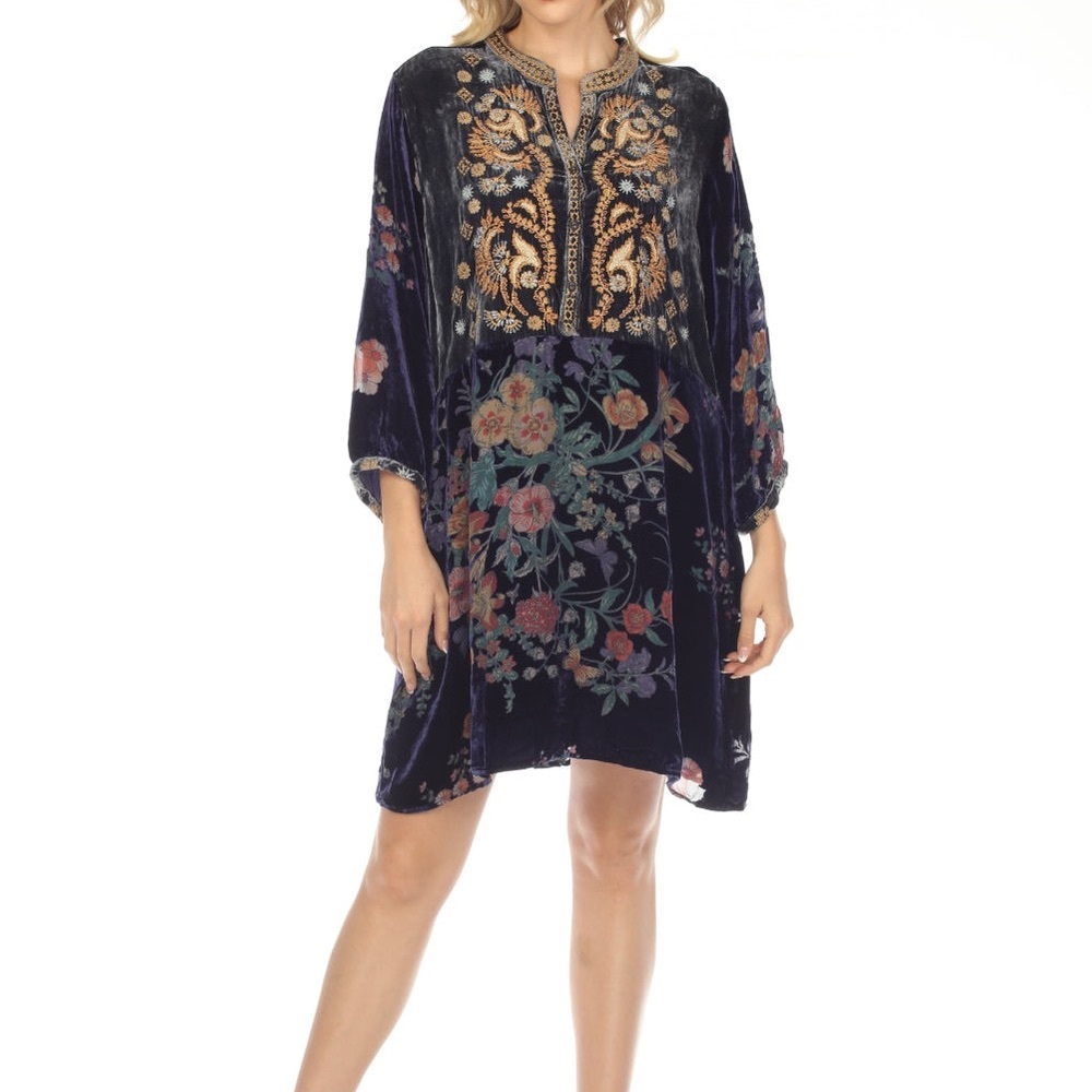 Johnny Was Bouquet Burnout Velvet Gweneth Dress (Lined)